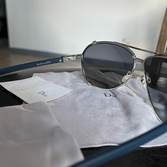 Christian Dior | NWOT womens silver blue polarized DiorChicago2STR sunglasses - Picture 5 of 8
